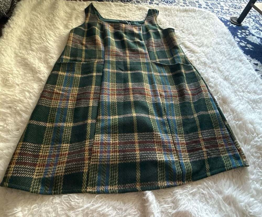 BloomChic Plaid Sleeveless A-Line Mini Dress Green US‎ 14-16